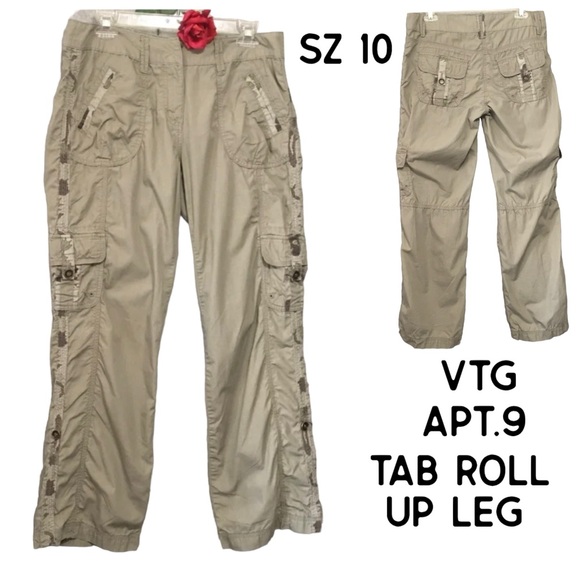Apt.9 Y2K Cargo PANTS CONVERTIBLE PANTS 100% COTTON SZ 10 - Picture 1 of 12